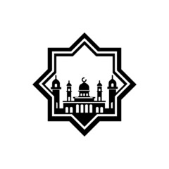 Islamic mosque logo design template vector
