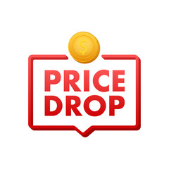 Price drop banner template design. Sale special offer. Vector stock illustration.