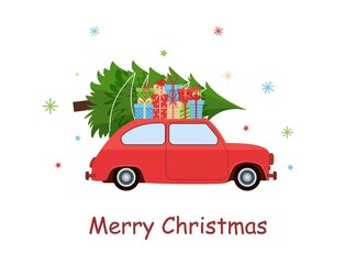 Car with Christmas tree