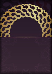 Brochure in burgundy color with luxurious gold ornamentation prepared for typography.