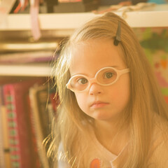 Fototapeta na wymiar portrait of a girl with Down syndrome