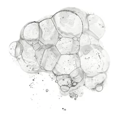 Rolgordijnen Watercolor bubble blot drop splash. Abstract texture black color stain on white background. © Liliia