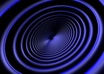 Round abstract tunnel, blue neon.