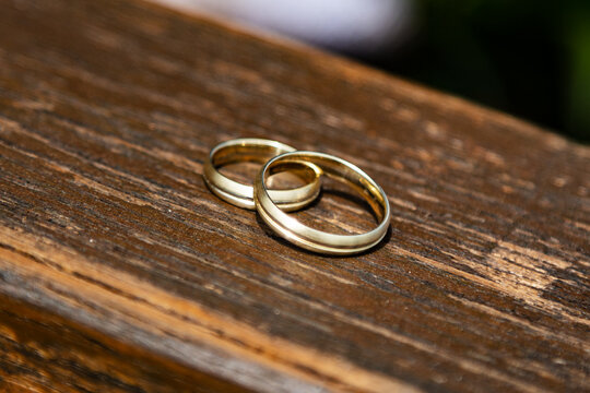 Wedding ring, symbol of love and marriage. Wedding rings creative macro and close up photography.