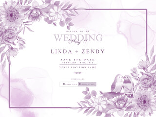 Fototapeta na wymiar purple floral wedding invitation cards