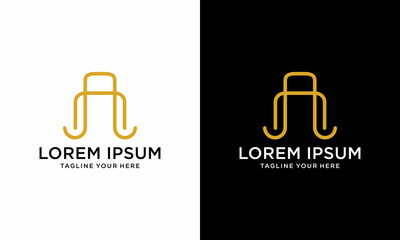 Elegant line curve vector logotype. Premium letter A logo design. Luxury linear creative monogram on a white and black background.