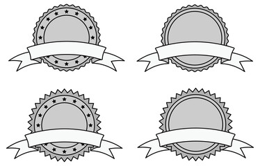 Silver Certificate Seal with Banner Ribbon - Blank Clipart Template