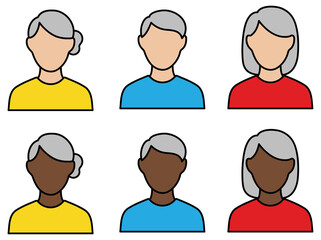 Senior Men and Woman Profile Avatars - Color