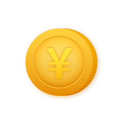 Yen coin, great design for any purposes. Flat style vector illustration. Currency icon.