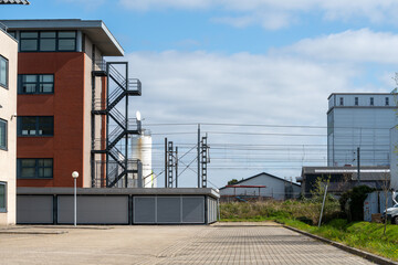 Office buildings along railroad line in Utrecht Lageweide (the Netherlands)