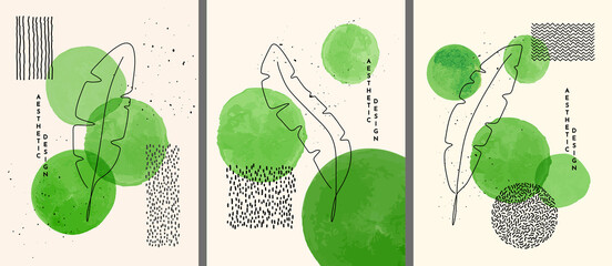 Vector illustration. Abstract contemporary aesthetic backgrounds. Design for cover, poster, postcard, card, flyer, brochure. Wall decor. Modern art print. Watercolor painting. Eco concept