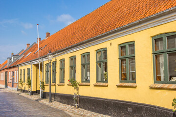 Historic yellow house in the center of Ribe, Denmark