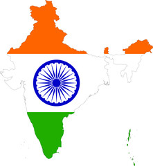 Map of India with national flag