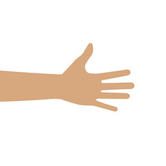 Hand with five fingers vector. Counting man s hand with open palm showing number five isolated