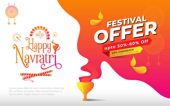 Happy Navratri Festival Offer Background Template Design