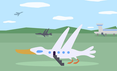 Naklejka premium Airplane Duck Funny Cartoon