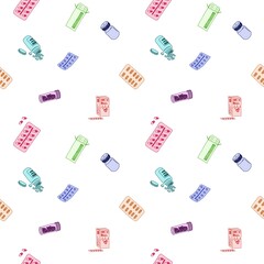 bright seamless pattern with pills on background