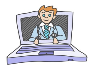 doctor online communication via internet laptop