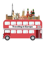 Fototapeta na wymiar travel europe london bus. flat style image picture
