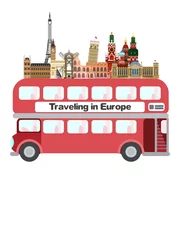 Foto op Canvas travel europe london bus. flat style image picture © antondzyna