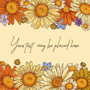 Floral composition with horizontal text area