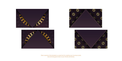 Burgundy business card with antique gold ornaments for your contacts.