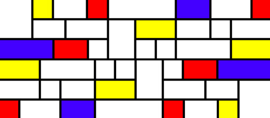Colorful rectangles in Mondrian style - 460363397