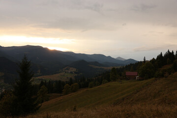 Picturesque view of beautiful mountains in morning