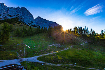 Summer sunrise in the Alps.