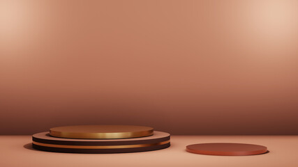 3D rendering of blank product background for displaying fashion and cream cosmetics decorations. Modern podium background for luxury product.