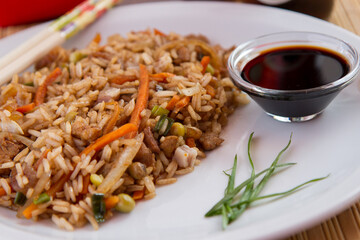 Chinese food rice with vegetables
