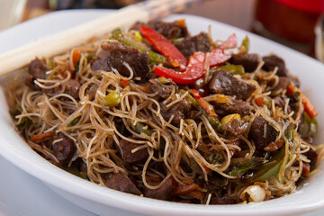 Chinese food rice with meat