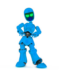 robot girl is waiting in white background