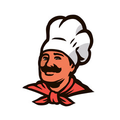 Chef food logo. Cartoon style for restaurant vector illustration