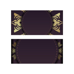 Brochure template burgundy color with mandala gold pattern for your brand.