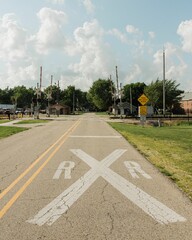 Railroad crossing in Gardner, a small town on Route 66 in Illinois