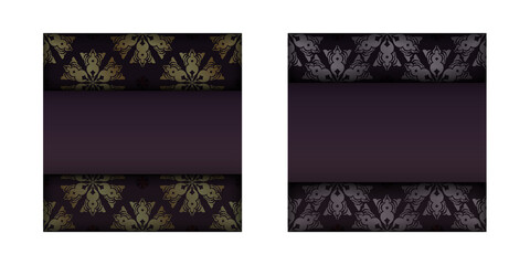 Brochure template burgundy with greek gold pattern for your design.