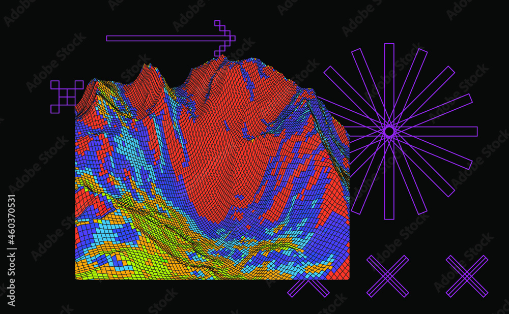 Poster trendy data moshing pixelated background.