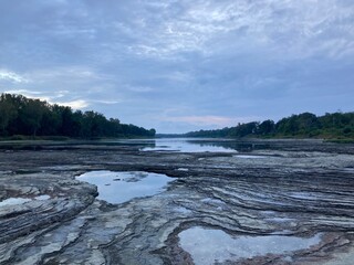 river and clouds at sunset