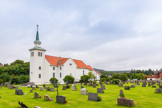 Lindesnes, Norway,  - september 02 2016: Spangereid church, built in the 1100s