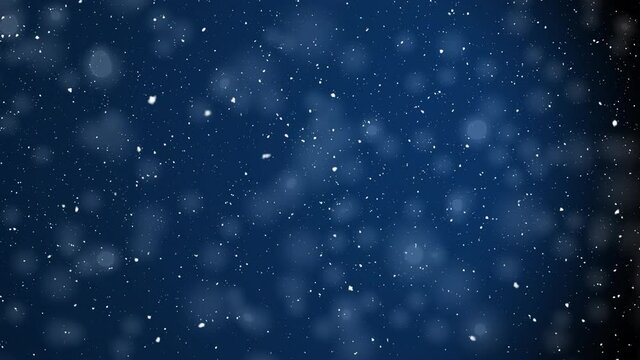 Animation of snow falling over dark blue background