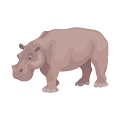 Hippopotamus, a wild animal of the African savannah. Cartoon vector graphics.
