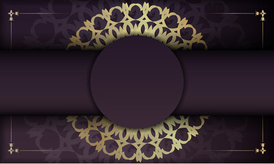 Burgundy background with mandala gold pattern and place under your logo