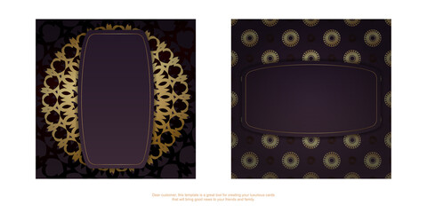 Leaflet template in burgundy color with abstract gold ornament prepared for typography.