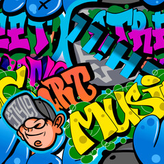 Graffiti Seamless Pattern for party, anniversary, birthday. Design for banner, poster, card, invitation and scrapbook
