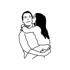 Silhouette daughter kissing her father design