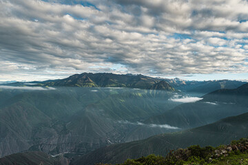 Andeans mountains from Rupac ruin site in Lima province, Peru