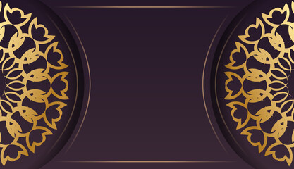 Greeting card template in burgundy color with Greek gold pattern for your congratulations.