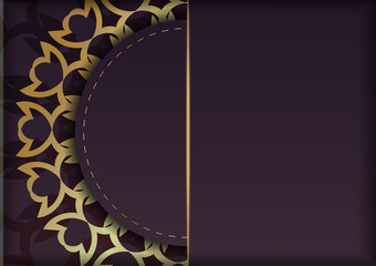 Template Congratulatory Brochure in burgundy color with luxurious gold ornaments for your brand.