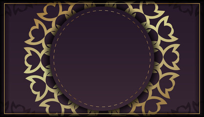 Template Congratulatory Brochure in burgundy color with vintage gold ornament for your design.
